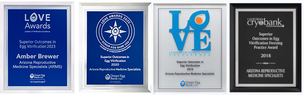 Photo of four egg freezing awards for ARMS